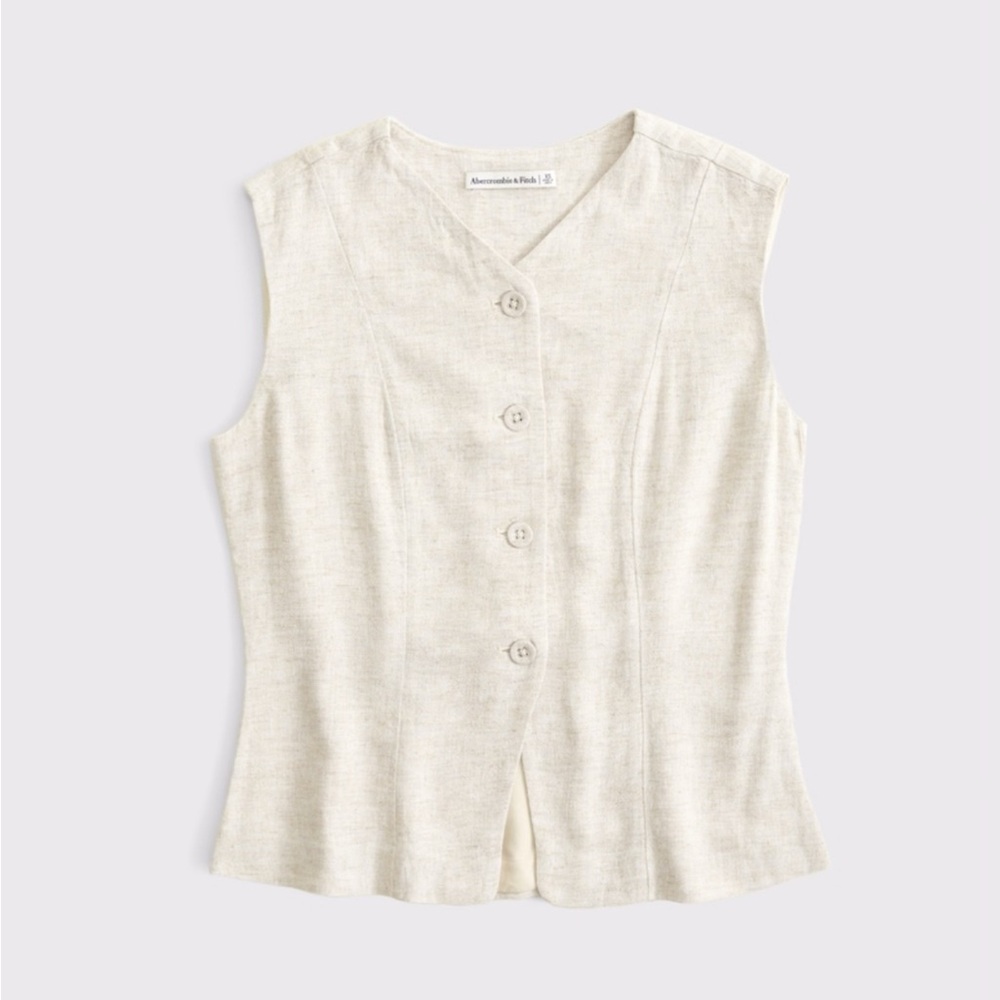 NWT A&F Linen Blend Button-Through Vest Size Medium